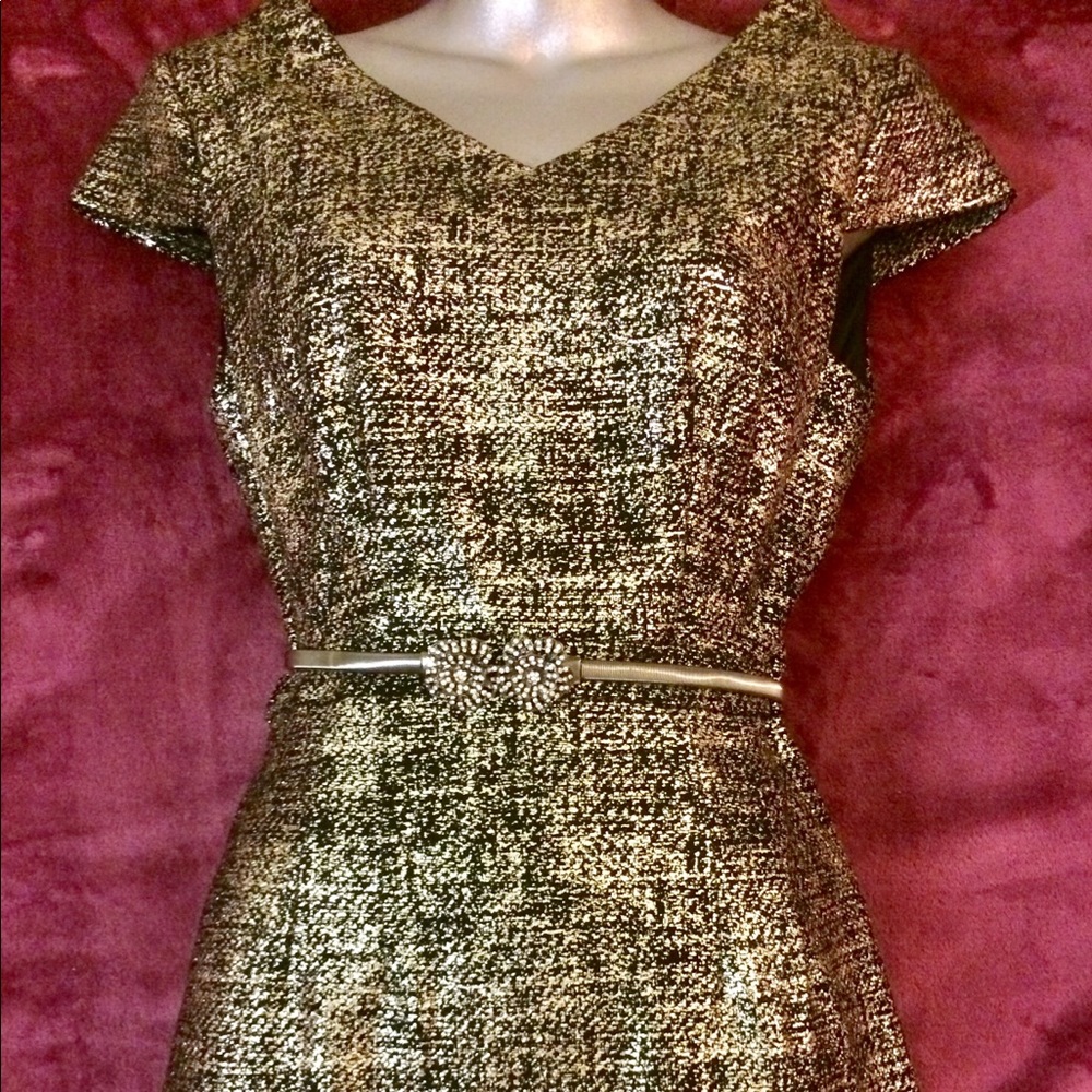 Stunning Betsey Johnson Metallic Gold Silk Dress